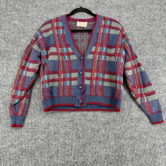 Pendleton Sweaters - Pendleton Vintage 70s Wool Cardigan Plaid Cropped USA Women's S /‎ M